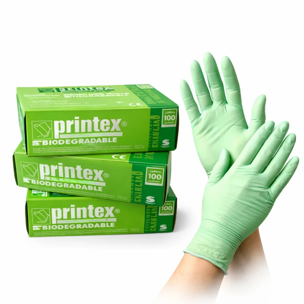 Guantes de Nitrilo Descartables Printex Verde - Caja x100