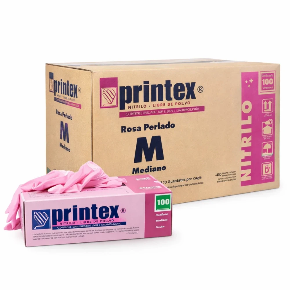 Guantes de Nitrilo Descartables Printex Rosa - Bulto x1000