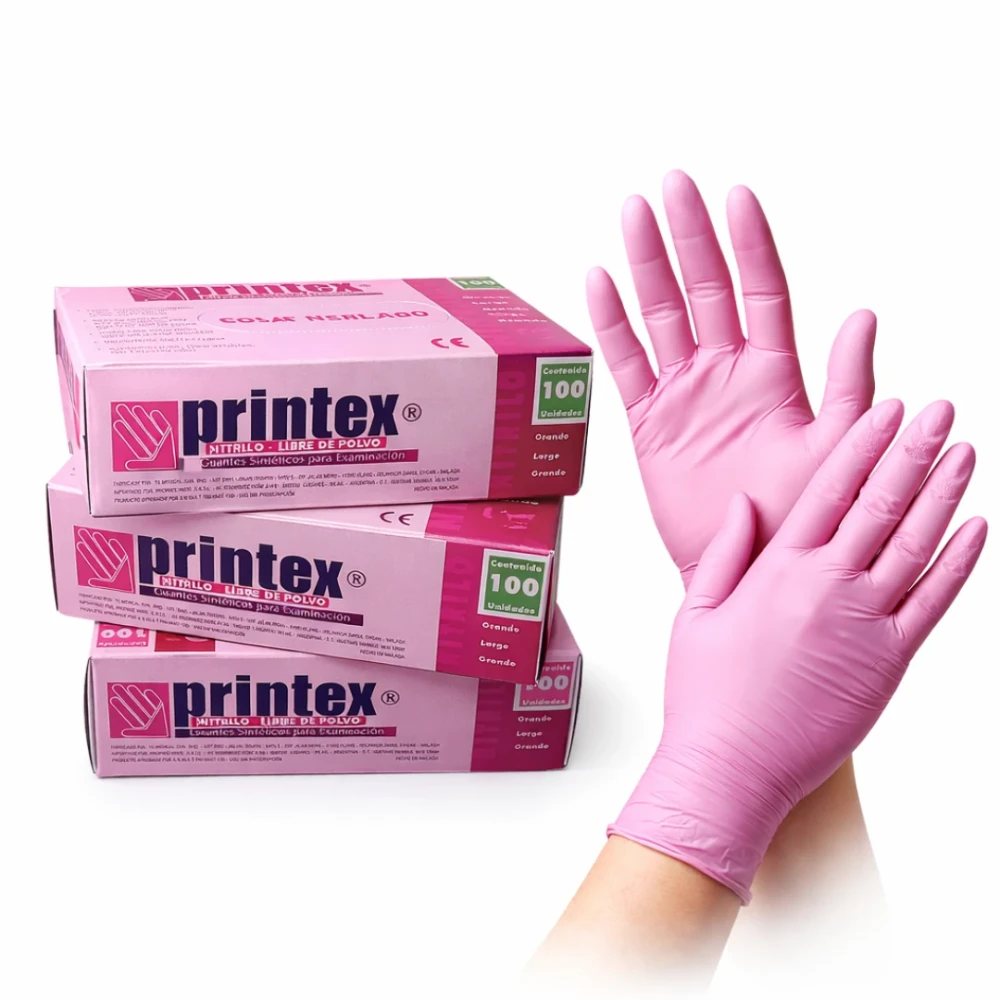 Guantes de Nitrilo Descartables Printex Rosa - Caja x100