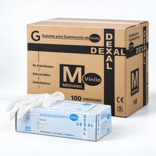 Guantes de Vinilo Descartables Dexal Transparente - Bulto x1000